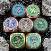 Cube Spinner 7‑in‑1 Metal Dice – Antique Bronze, Copper, Bloodstain & More